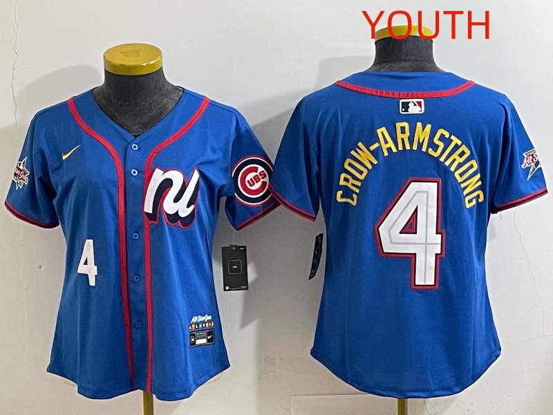 Youth Chicago Cubs #4 Crow-Armstrong Blue MLB All star Nike 2025 Jersey style 001->youth mlb jersey->Youth Jersey